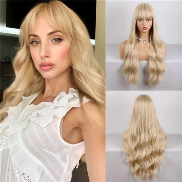 Blonde Wig with Bangs Wigs for Women Colorful Wigs for Cosplay Heat Resistant - Picture 1 of 5